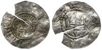 denar 1011-1059, Aw: Głowa brodatego władcy trzy