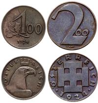 zestaw: 100 i 200 koron 1924, Wiedeń, brąz, łacz
