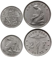 zestaw: 2 franki 1923 i 1 frank 1939, nikiel, ła