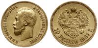 10 rubli 1901 AP, Petersburg, złoto 8.59 g , Fr.