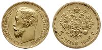 5 rubli 1902 AP, Petersburg, złoto 4.29 g, bardz