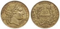 20 franków 1851 A, Paryż, złoto 6.43 g, ładne, F