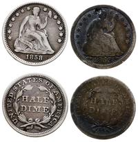 lot 2 x 5 centów 1853, 1858, Filadelfia, typ Sea