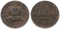 5 centesimi 1822, Mediolan, miedź, drobne głębok