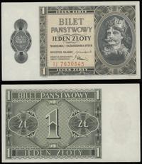 1 złoty 1.10.1938, seria IJ, numeracja 7630845, 