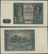 50 złotych 1.08.1941, seria E, numeracja 0114180