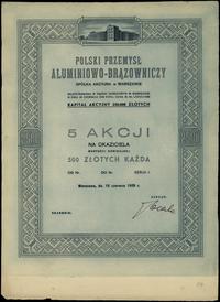 5 akcji po 500 złotych 15.06.1939, seria I, rzad