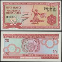 20 franków 1.11.2007, seria DW, numeracja 983619
