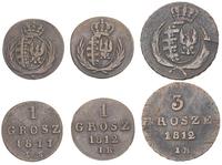 3 grosze 1812, 1 grosz 1811 i 1812, Warszawa, ra