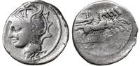 denar 104 pne, Rzym, Aw: głowa Romy w hełmie w l