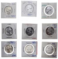 Stany Zjednoczone Ameryki (USA), zestaw 9 x 5 centów