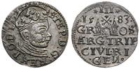 trojak 1583, Ryga, korona króla z rozetami, pięk