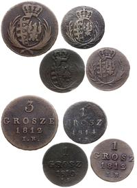 Polska, lot 4 monet; 1 x 3 grosze i 3 x 1 grosz