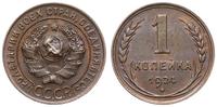 1 kopiejka 1924, moneta pięknie zachowana, kolor
