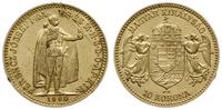10 koron 1908 KB, Kremnica, złoto 3.37 g, Fr. 25