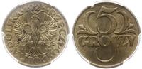 5 groszy 1923, Warszawa, moneta w pudełku PCGS z