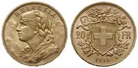 20 franków 1915 B, Berno, złoto 6.45 g, piękne, 