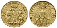 20 marek 1897, Hamburg, złoto 7.93 g, AKS 38, Ja