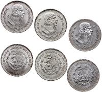 lot 3 x 1 peso 1962, 1963, 1964, Meksyk, srebro 