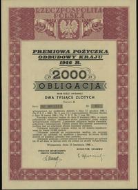 Polska powojenna 1944-1952, obligacja wartości imiennej 2.000 złotych, 15.04.1946
