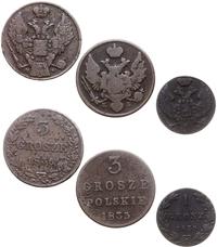 lot 3 monet, 2 x 3 grosze (1833,1836) oraz 1 gro