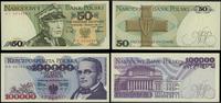 Polska, zestaw: 50 złotych 1.12.1988 (PRL) i 100.000 złotych 16.11.1993
