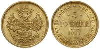 5 rubli 1877 СПБ НI, Petersburg, złoto 6.54 g, p