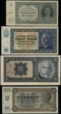 zestaw 4 banknotów, 5 koron bez daty (1940), 10 