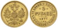 5 rubli 1877 СПБ HI, Petersburg, złoto 6.54 g, b