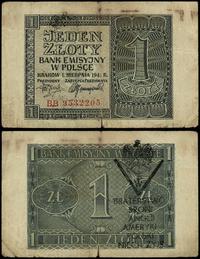 1 złoty  1.08.1941, seria BB, numeracja 9532205,
