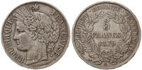 5 franków 1870, Paryż, popiersie autorstwa Oudin