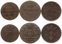 zestaw 3 monet Wolnego Miasta Gdańsk, 1 szyling 