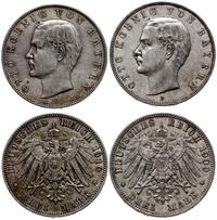 Niemcy, zestaw: 2 x 3 marki, 1909 D i 1910 D