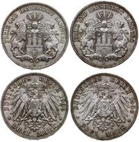 Niemcy, zestaw: 2 x 3 marki, 1908 J i 1909 J