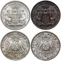 Niemcy, zestaw: 2 x 3 marki, 1910 J i 1911 J