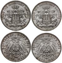 Niemcy, zestaw: 2 x 3 marki, 1912 J i 1913 J