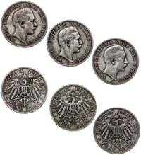 Niemcy, zestaw: 3 x 5 marek, 1891 A, 1894 A, 1895 A
