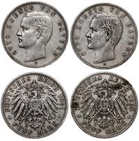 Niemcy, zestaw: 2 x 5 marek, 1901 D i 1903 D