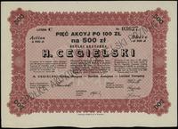 Polska, 5 akcji po 100 złotych = 500 złotych, 01.04.1929