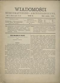 czasopisma, Wiadomości Numizmatyczno-Archeologiczne, zeszyt 1 (23), Kraków 1895