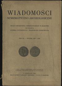 czasopisma, Wiadomości Numizmatyczno-Archeologiczne, tom XII, Kraków 1928-1929