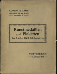 literatura numizmatyczna, Adolph E. Cahn, Frannkfurt a/Main - Kunstmedaillen und Plaketten des XV. b..