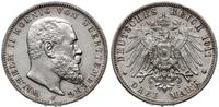 3 marki 1911 F, Stuttgart, moneta delikatnie czy