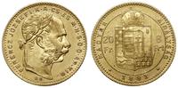 Węgry, 20 franków = 8 forintów, 1883 KB