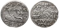 trojak 1598, Ryga, moneta z końcówki blaszki, Ig