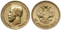 10 rubli 1909 (Э•Б), Petersburg, złoto 8.64 g, r