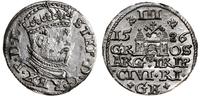 trojak  1586, Ryga, mała głowa króla, piękny, Ig