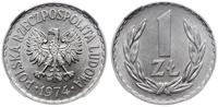 1 złoty 1974, Warszawa, aluminium, moneta w pude