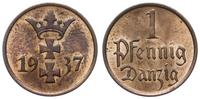 1 pfennig 1937, Berlin, blask menniczy, piękny, 