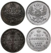 Rosja, zestaw 2 x 20 kopiejek, 1850,1865